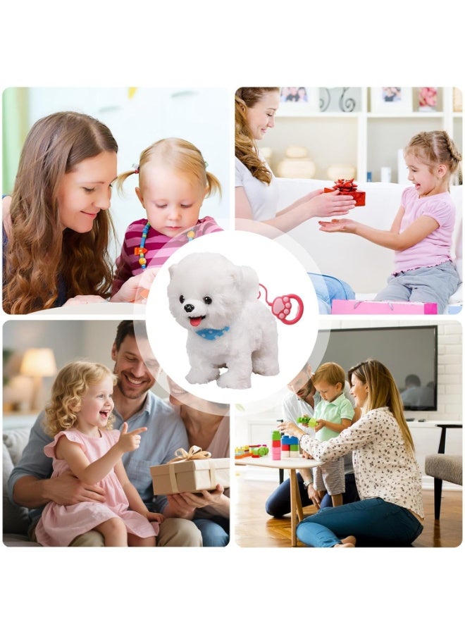 Interactive Plush Robot Puppy Dog Toy, White Electronic with Touch Sensor & Sound Effects for Kids - Image 2