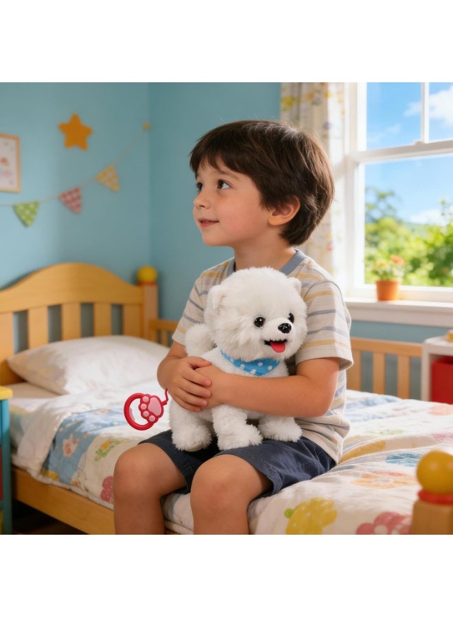 Interactive Plush Robot Puppy Dog Toy, White Electronic with Touch Sensor & Sound Effects for Kids - Image 3