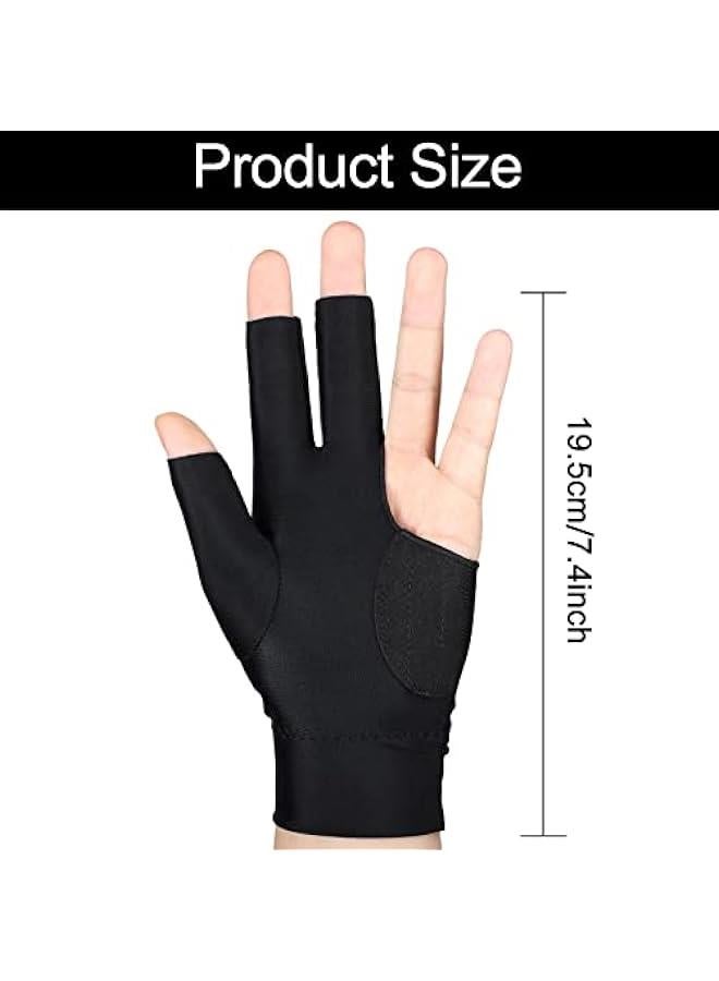Generic 8 Pcs 3 Fingers Pool Gloves Billiards Left Hand Cue Sport Show Gloves for Women Men Billiard Shooters Carom Sports Accessories - Image 4