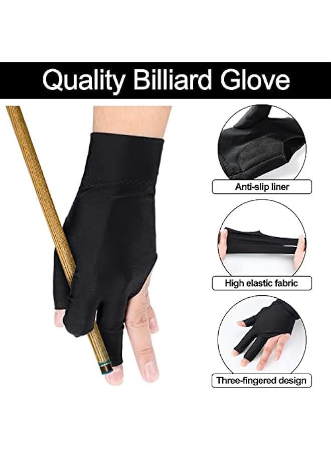 Generic 8 Pcs 3 Fingers Pool Gloves Billiards Left Hand Cue Sport Show Gloves for Women Men Billiard Shooters Carom Sports Accessories - Image 5