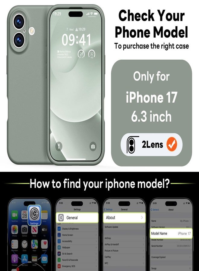 Vooii Magnetic Compatible with iPhone 17 Case (Compatible with Magsafe) (Upgraded Camera Protection) Liquid Silicone Shockproof Full Body Protective Phone Cover for Women Men, Calke Green, 6.3" - Image 2
