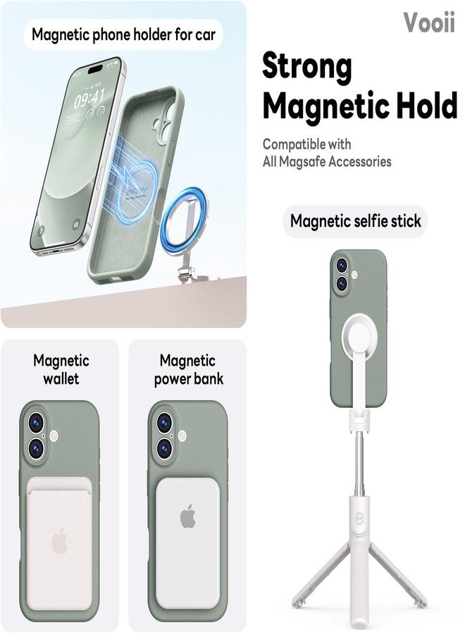 Vooii Magnetic Compatible with iPhone 17 Case (Compatible with Magsafe) (Upgraded Camera Protection) Liquid Silicone Shockproof Full Body Protective Phone Cover for Women Men, Calke Green, 6.3" - Image 3