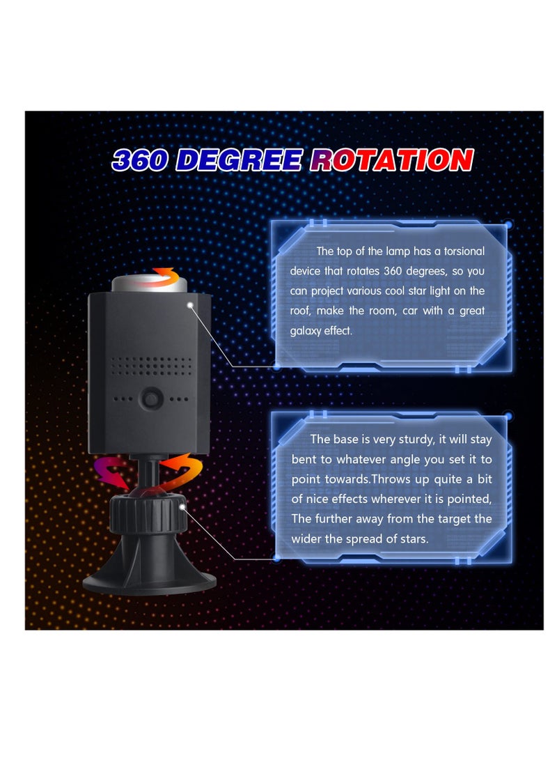 Loquat USB Star Projector Night Light, 3 Colors 9 Lighting Modes, Portable Adjustable Romantic Car Interior Lights, 360 Degree Rotation, USB Car Roof Light Decor for Bedroom Party Ceiling (Blue u0026 Red) - Image 5