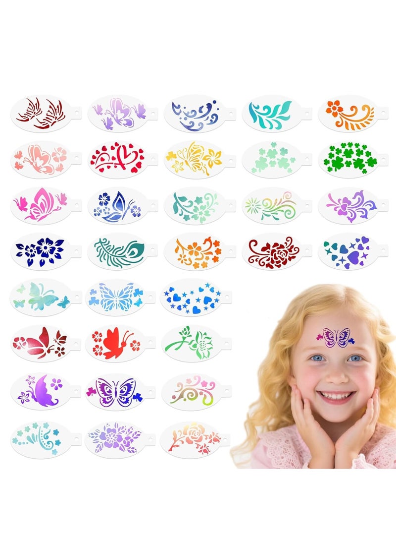 Luckam 32 Pcs Reusable Face and Body Paint Stencils, Hollow-Out Painting Templates for Adults, DIY, Party Makeup, Body Decoration, Craft Projects, Creative Face Designs,Assorted Patterns - Image 1