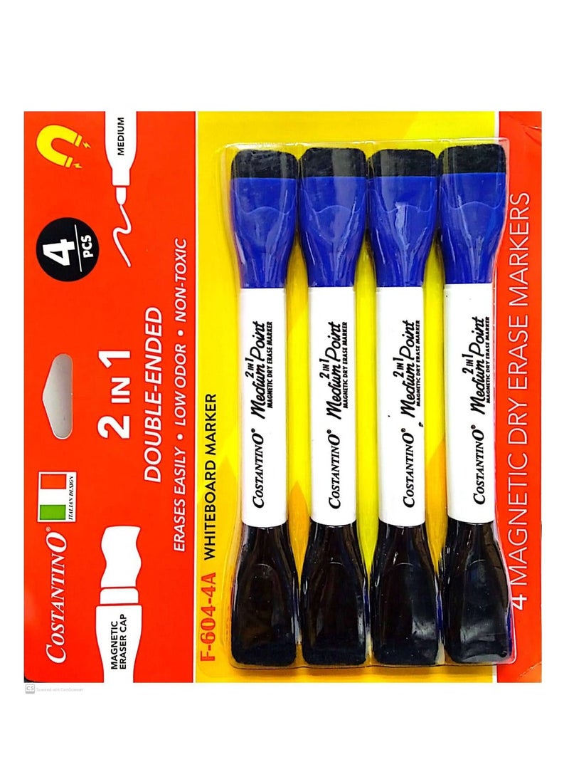 COSTANTINO 4 قطع من قلم تحديد السبورة البيضاء مزدوج الطرف - Image 1