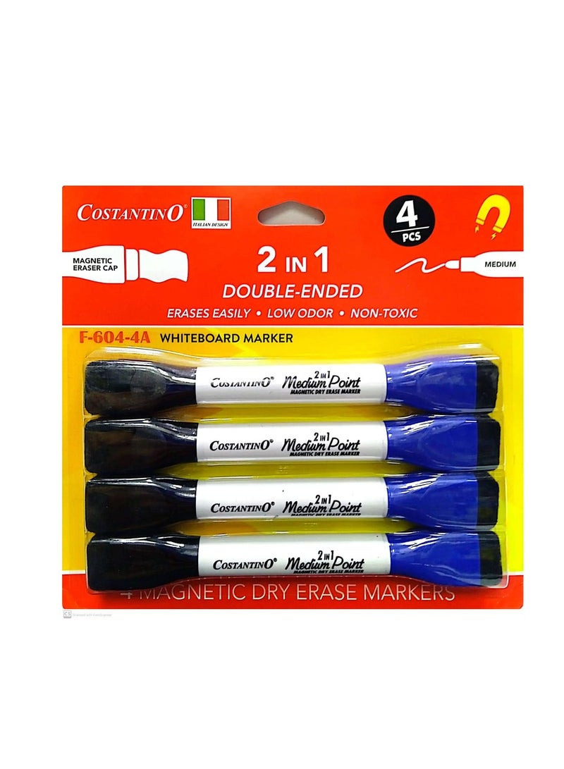 COSTANTINO 4 قطع من قلم تحديد السبورة البيضاء مزدوج الطرف - Image 2