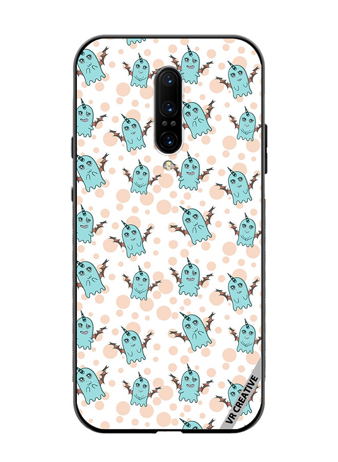 VR CREATIVE Protective Case Cover For OnePlus 7 Pro White Background, Pattern Cute Blue Monsters, Emotions Stickers Design Multicolour - Image 1