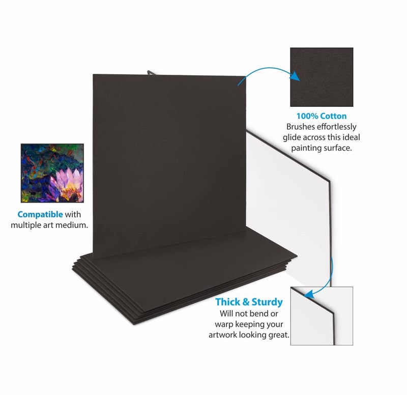 Eduway Medium Grain 10x12 inch Cotton Black Canvas Board- Pack of 1, (25x30 cms) with 4mm MDF Board Backing, for Painting - Image 2