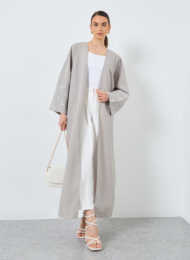 تايك تو عباية مفتوحة مطرزة بأكمام مزدوجة - Image 1