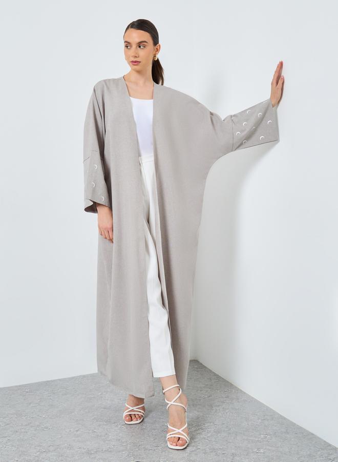 تايك تو عباية مفتوحة مطرزة بأكمام مزدوجة - Image 2