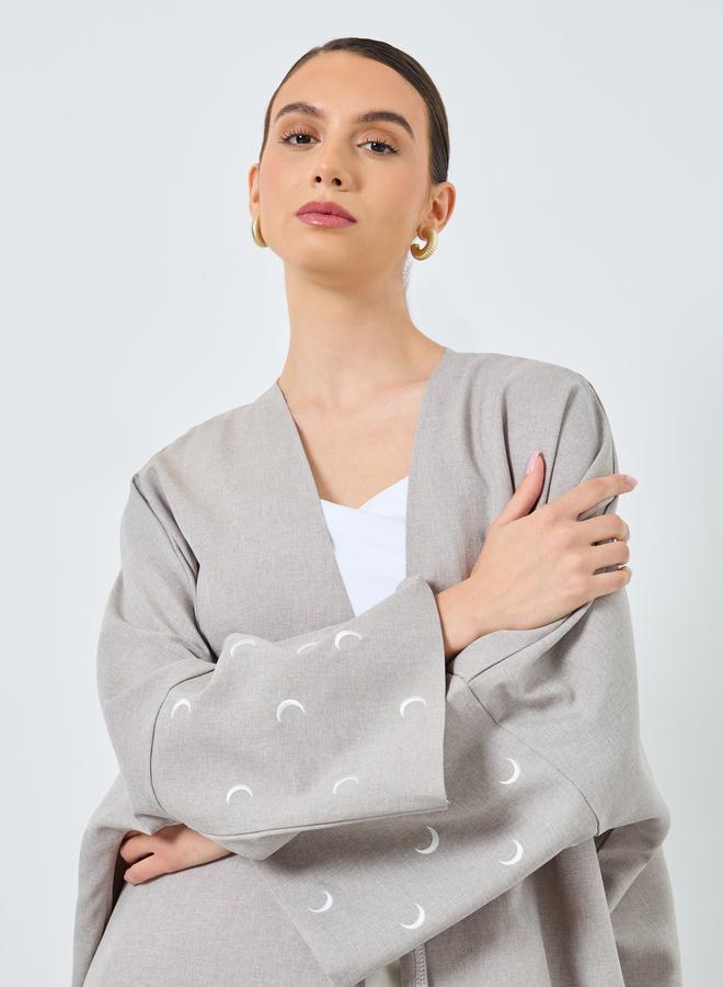 تايك تو عباية مفتوحة مطرزة بأكمام مزدوجة - Image 4