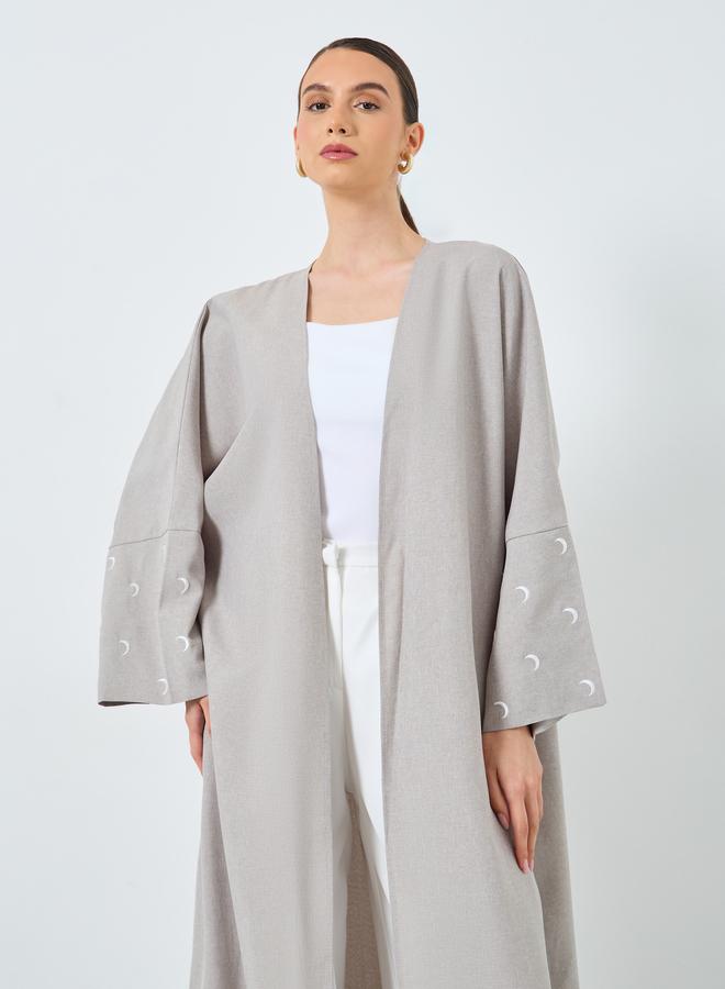 تايك تو عباية مفتوحة مطرزة بأكمام مزدوجة - Image 3