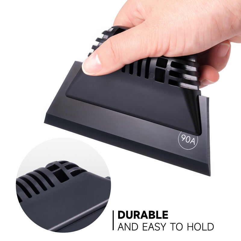 FOSHIO Black Small Squeegee, Non-Slip Handle Rubber PPF Squeegee for Window Cleaning, Shower Glass Door, Car Windshield - Image 2