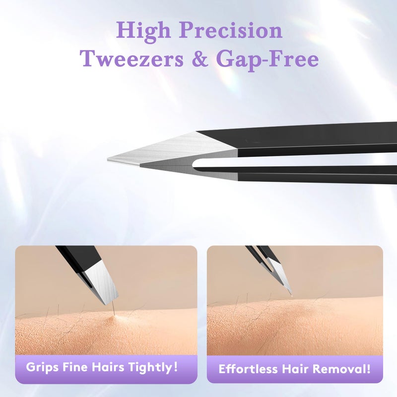 bedace Tweezers for Women Facial Hair,Stocking Stuffers 4 Pack Tweezers for Eyebrows,Tweezer Set for Ingrown Hair, Plucking Daily Beauty Tool with Leather Travel Case for Gifts - Image 3