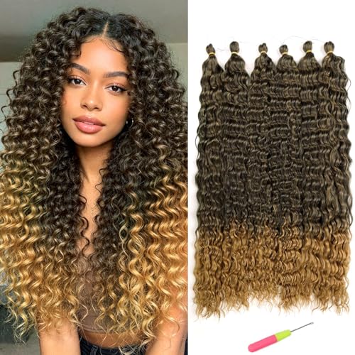 MAYSA Ocean Wave Crochet Hair Extensions Deep Wave Crochet Hair for Women 30inch 6Packs Synthetic Ombre Crochet Hair Curly 1BT27 - Image 1