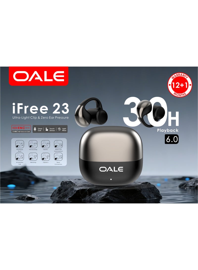 OALE iFree 23 True Wireless Clip-On Earbuds with 30-Hour Playtime and ENC - Image 3