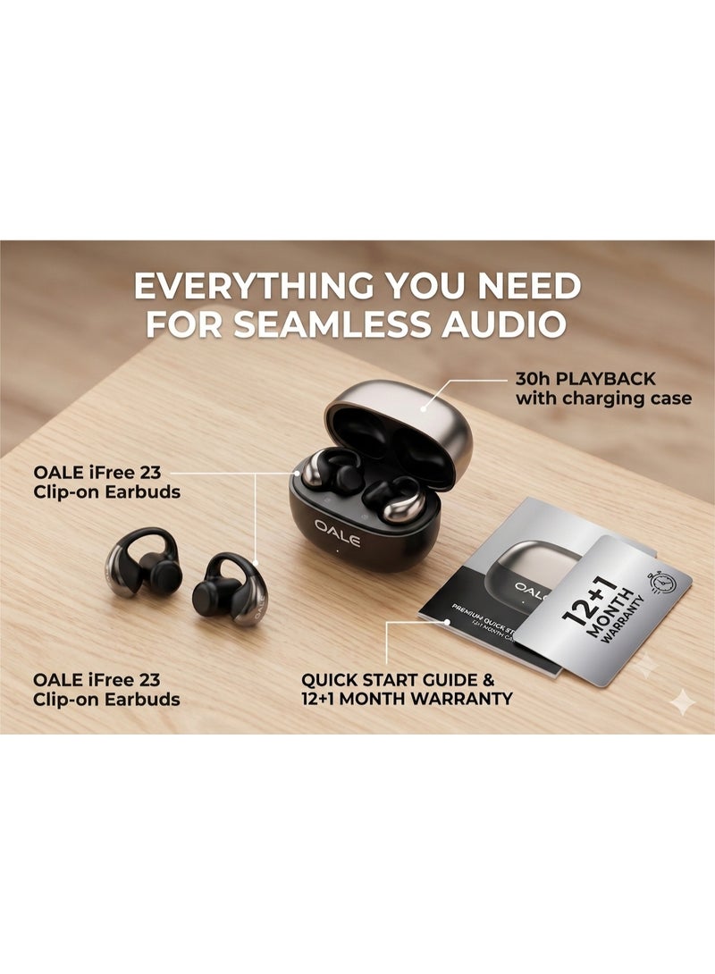 OALE iFree 23 True Wireless Clip-On Earbuds with 30-Hour Playtime and ENC - Image 2
