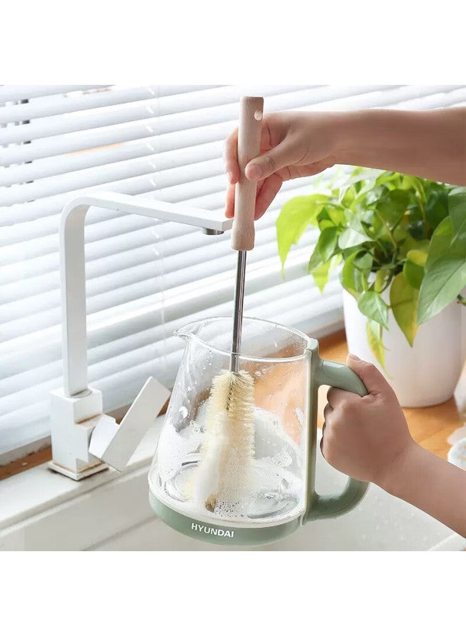 Foojo Long-handled Cup Brush, 39cm Wooden Handle, Thermos Brush, Kitchen Multi-functional Cleaning Brush, Pot Scrubber - Image 5