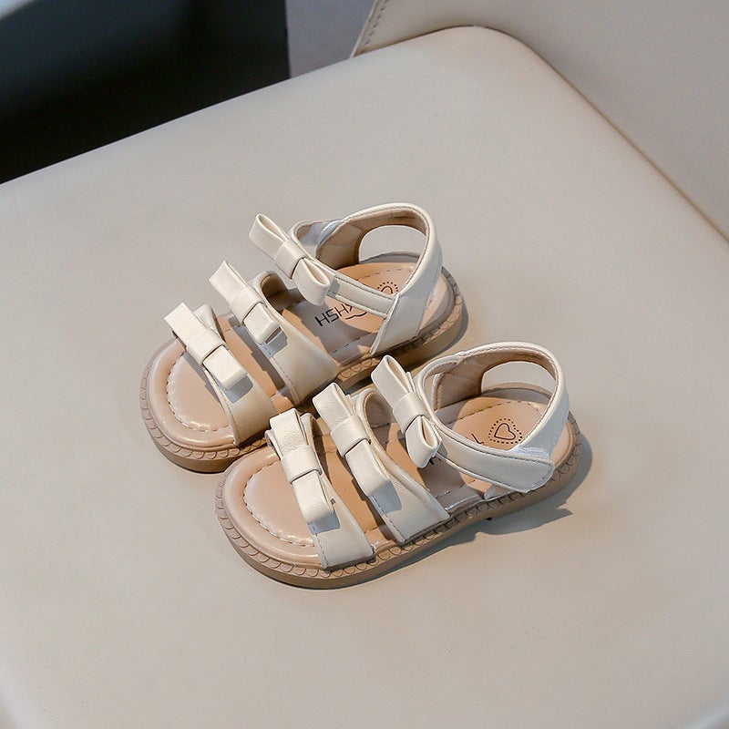 2025 Girls' Sandals Korean Style Girl'S Bow Princess Shoes Open Toe Western Style Soft Bottom Beach Shoes - Image 5