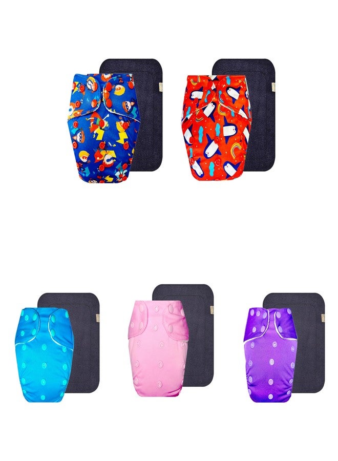 Dumbledo Premium Cloth Diaper with Black Insert (Pack of 5) | Hypoallergenic | Breathable | Travel Friendly | Trusted by Moms | 3 Months - 3 Years | Unisex Baby - Image 1