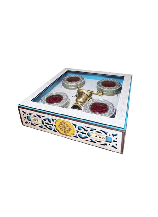 ZARCHIN Wooden Saffron Box with Mortar & 4 x 1g Super Negin Saffron Tin Container | Ideal Gift Set | Multiple Colors  - Image 1