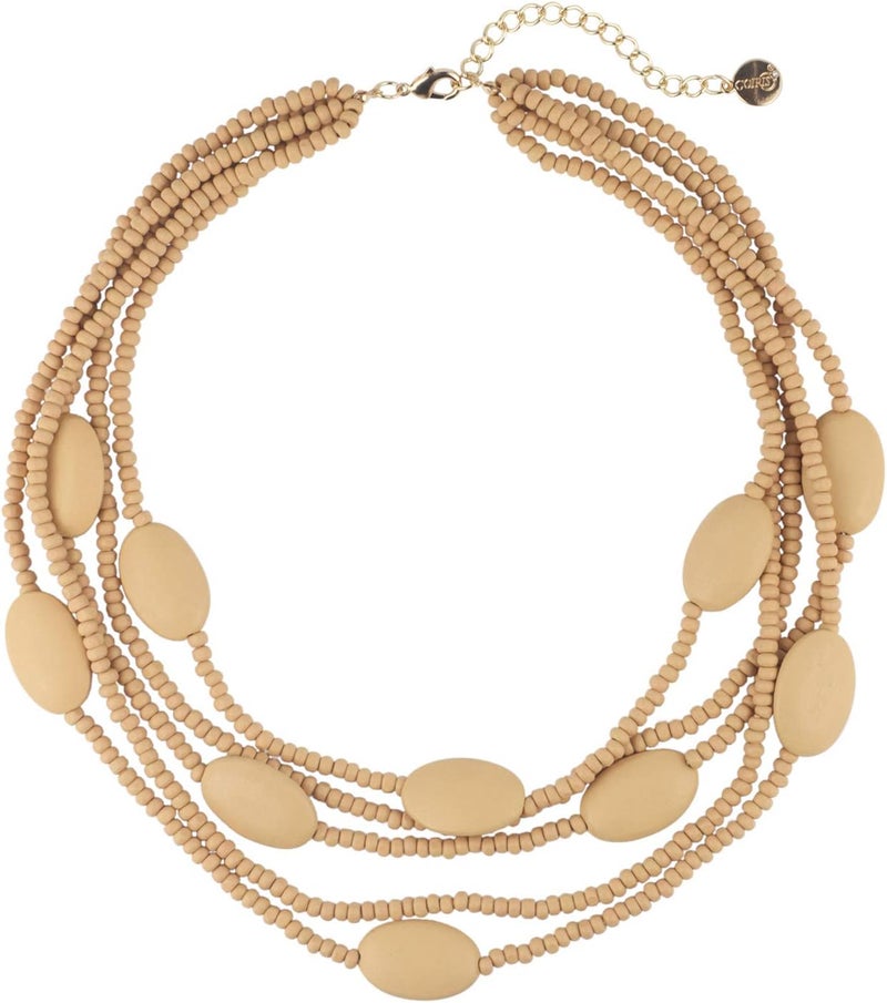 Coiris Multi Color 5 Layers Wood Beads Strand Statement Necklace for Women Chunky Collar (N0019) - Image 1