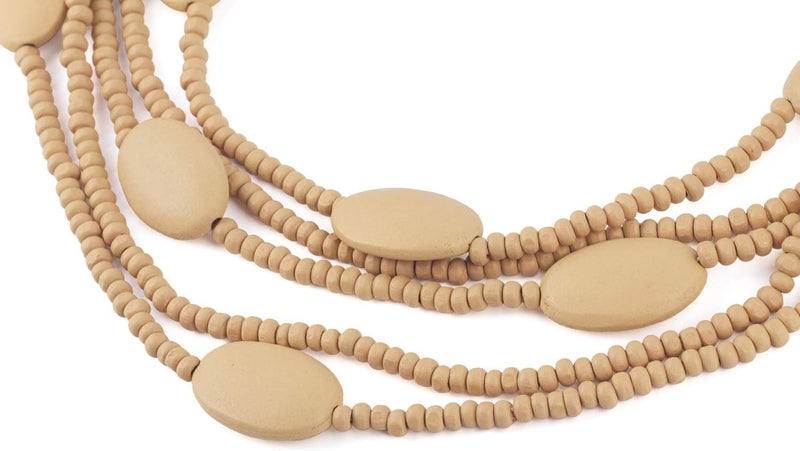 Coiris Multi Color 5 Layers Wood Beads Strand Statement Necklace for Women Chunky Collar (N0019) - Image 3