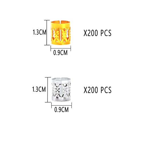 Leeven 400 Pieces Aluminum Hair Jewelry Dreadlocks Metal Cuffs For Hair Braids Hair Accessories For Braids Adjustable Metal Cuffs Hair Decoration Braiding Hair Jewelry For Box Braids - Image 2