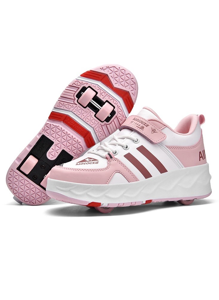 Generic - Kids Roller Skates Shoes 4 Wheels Roller Shoes Boys Girls Wheel Shoes Roller Sneakers Shoes for Beginner More Balanced - Image 1
