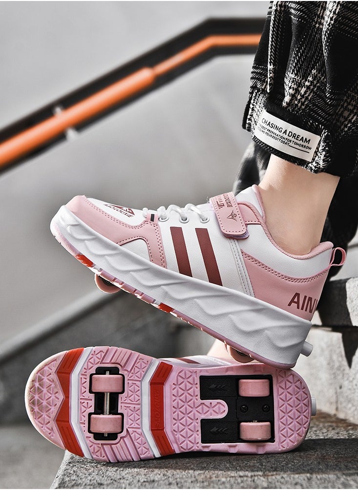 Generic - Kids Roller Skates Shoes 4 Wheels Roller Shoes Boys Girls Wheel Shoes Roller Sneakers Shoes for Beginner More Balanced - Image 1