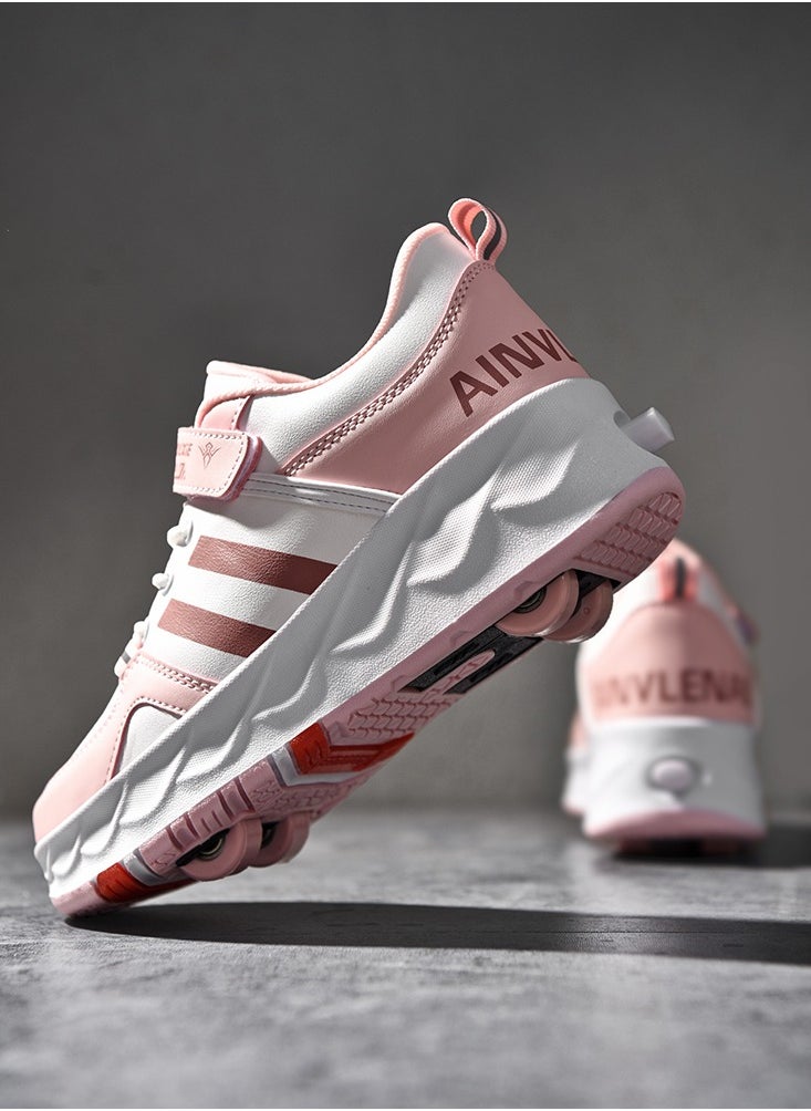 Generic - Kids Roller Skates Shoes 4 Wheels Roller Shoes Boys Girls Wheel Shoes Roller Sneakers Shoes for Beginner More Balanced - Image 1