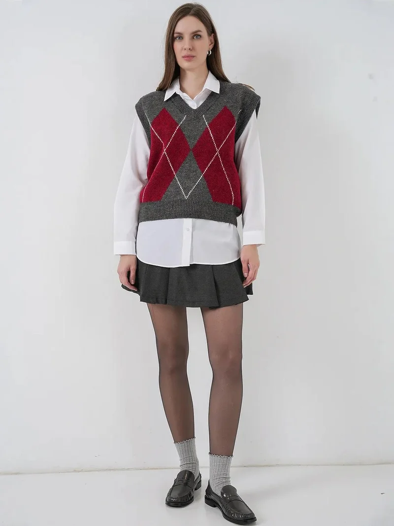 BIG DART BDART Argyle Patterned Knitwear Vest