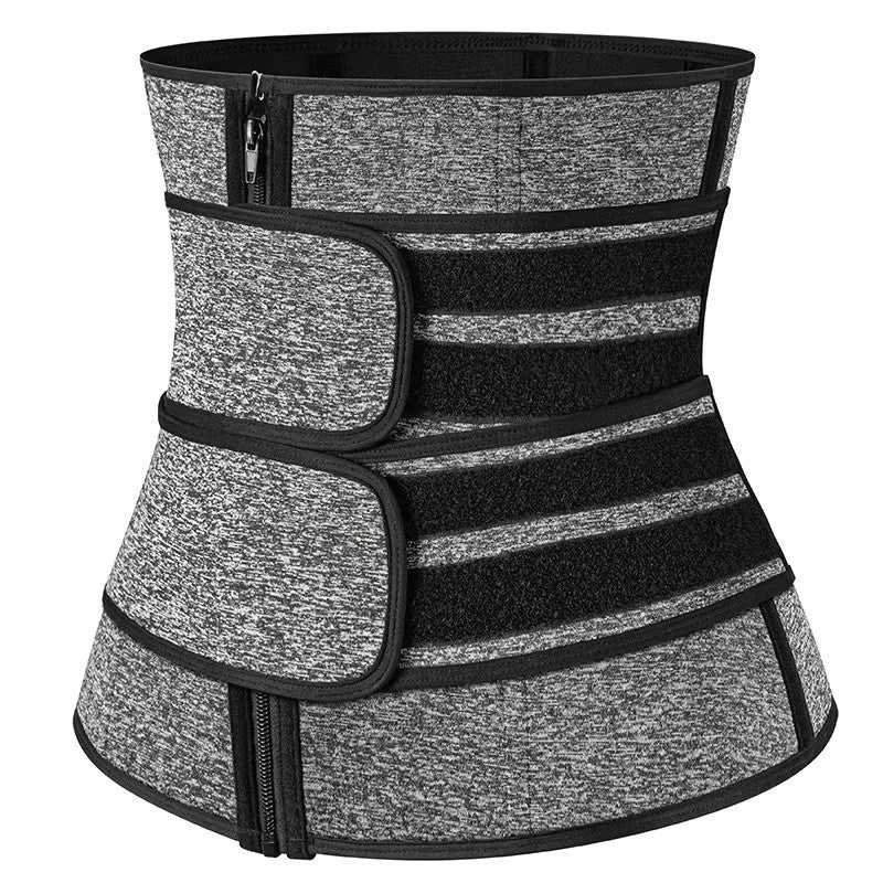 Bluejw Women's Plus Size Waist Trainer Corset - Double Belt Neoprene Workout Waist Trimmer Cincher with Zipper - Image 1