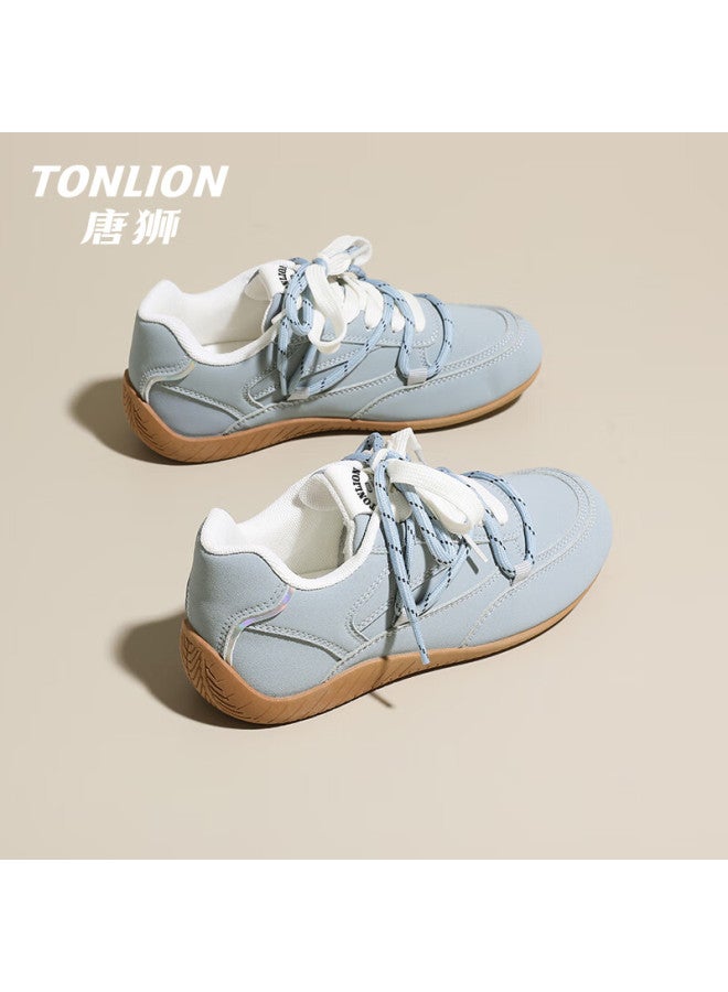 Tonlion Women's Training Shoes Spring Summer Retro Casual Sneakers Versatile Student Skate Shoes Lake Blue Size 35