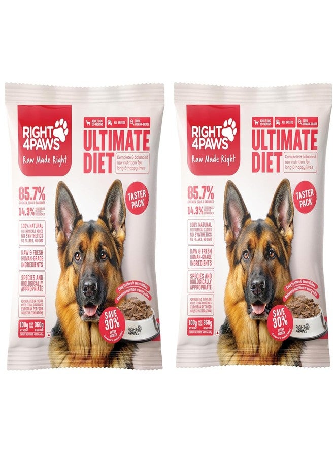RIGHT4PAWS Dry Dog Food - Ultimate Diet - Diet for Adult with High Nutrition 85.5% Quality Animal Source Biologically Appropriate Reduced Stool, Taster Pack 100g(Pack of 2) - Image 1