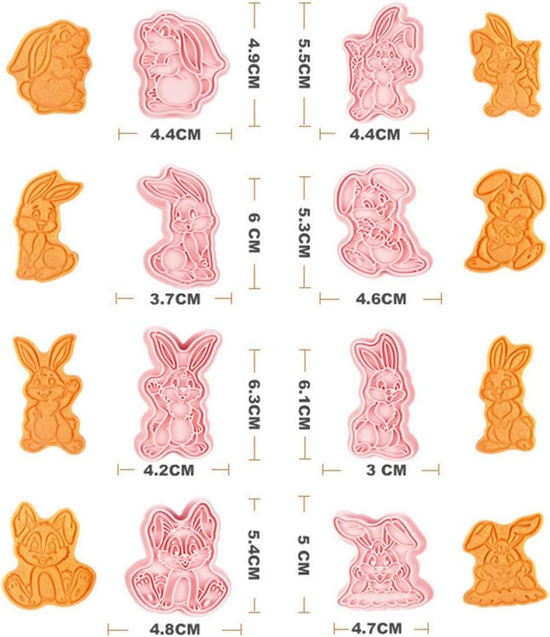 8pcs Easter Bunny Cookie Molds 3d Pressed Biscuit Stamps Plastic Baking Tools Rabbit Cutter Shapes for Easter Party Supplies - Image 2