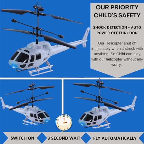 DURAZO® Remote Control Helicopter Toy for Kids | Gravity Sensor Battery Chargable Helicopter, Flight Gravity Helicopter Toy, Safety Sensor and 3D Light - Pack of 1 (Millitary) - Image 3