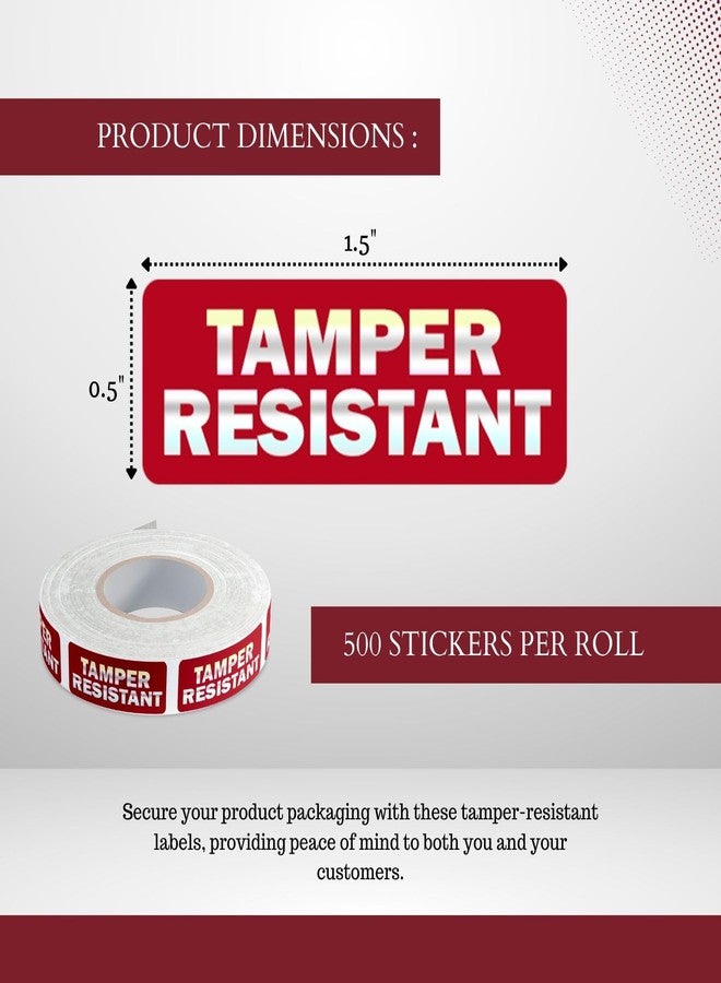 Safety Supply Mart ملصقات ثلاثية الأبعاد مقاومة للعبث، مقاس 0.5 بوصة × 1.5 بوصة، ملصقات لاصقة مطبوعة على ورق ثلاثي الأبعاد بلون واحد (أحمر)، ختم أمان مانع للعبث، 500 ملصق لكل لفة - Image 3