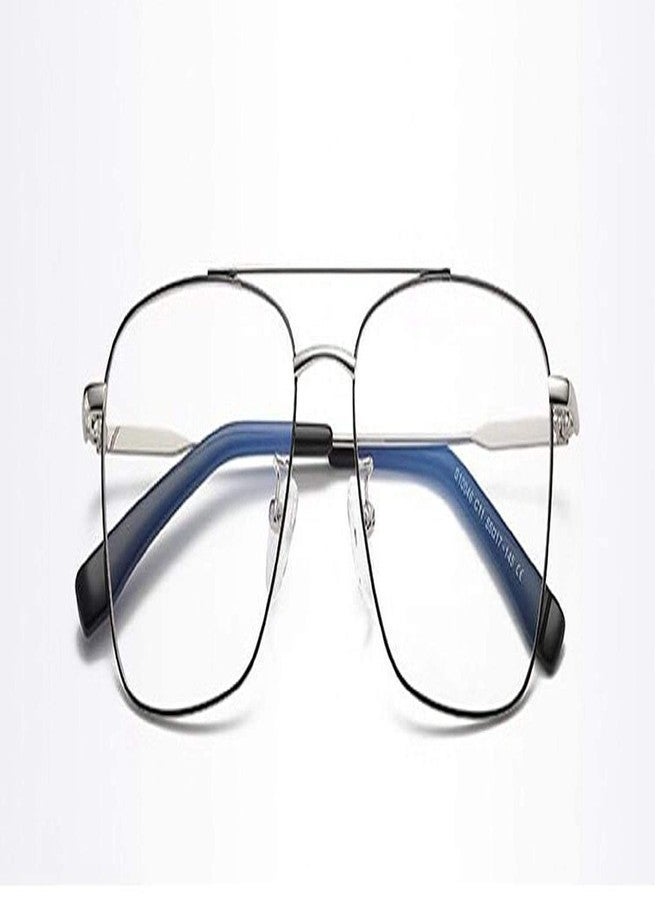 Optify® Silver Premium Blue Cut Zero Power Navigator Spectacles with Anti-glare for Eye Protection from UV by Computer Tablet Laptop Mobile (Unisex) Zero Power - Image 3