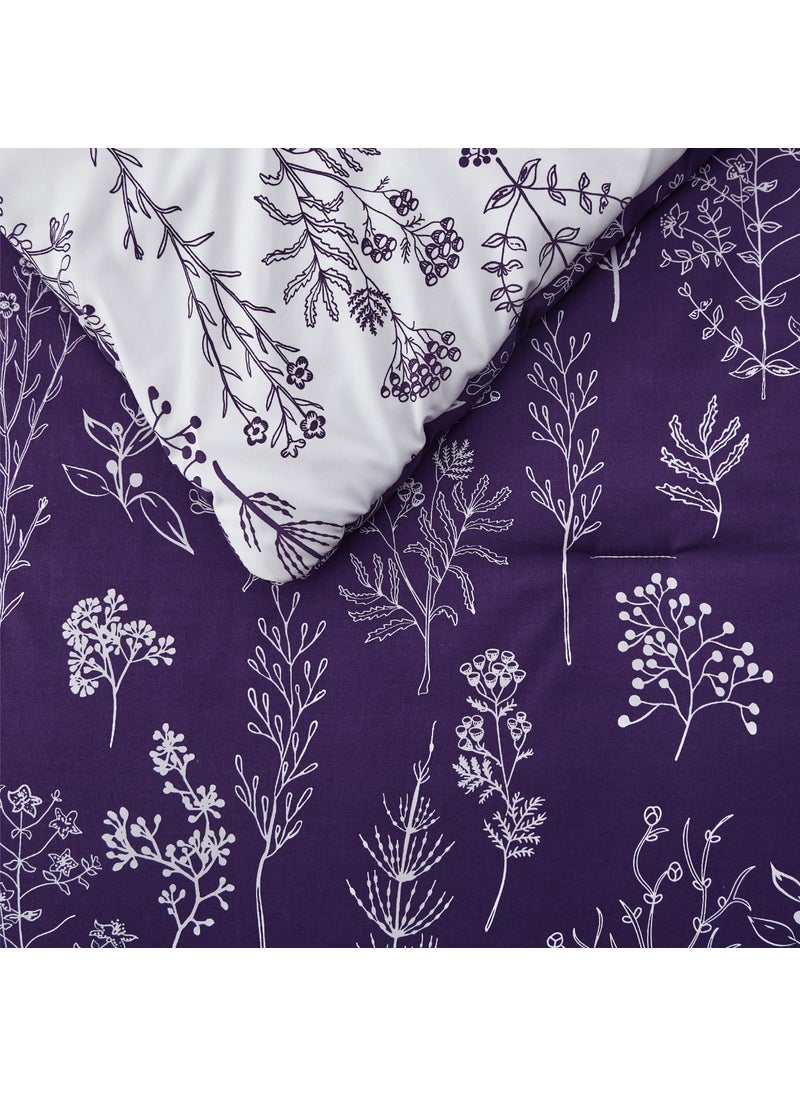 Bedsure Bedsure Full Comforter Set - Dark Purple Comforter  Cute Floral Bedding Comforter Sets  Gifts for Woman  3 Pieces  1 Soft Reversible Botanical Flowers Comforter and 2 Pillow Shams  - Image 5