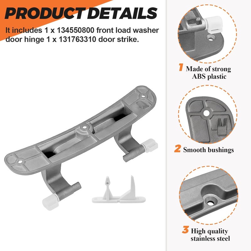 Beaquicy Upgrade 134550800 Affinity Washer Door Hinge with Bushings & 131763310 Door Striker Kit Fit for Frigidaire Kenmore Electrolux Crosley Washer Replace 1191162 AP3886714 PS1152380 (2 Years Warranty) - Image 2