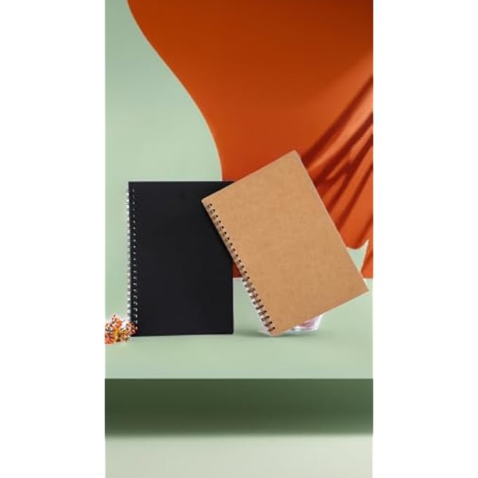 PACK OF 3 SOFT COVER SPIRAL SKETCHBOOKS - KRAFT COVER, BLANK SKETCH PADS WITH 100 PAGES/50 SHEETS OF WHITE CARTRIDGE PAPER - IDEAL FOR TRAVEL - BLACK - Image 5