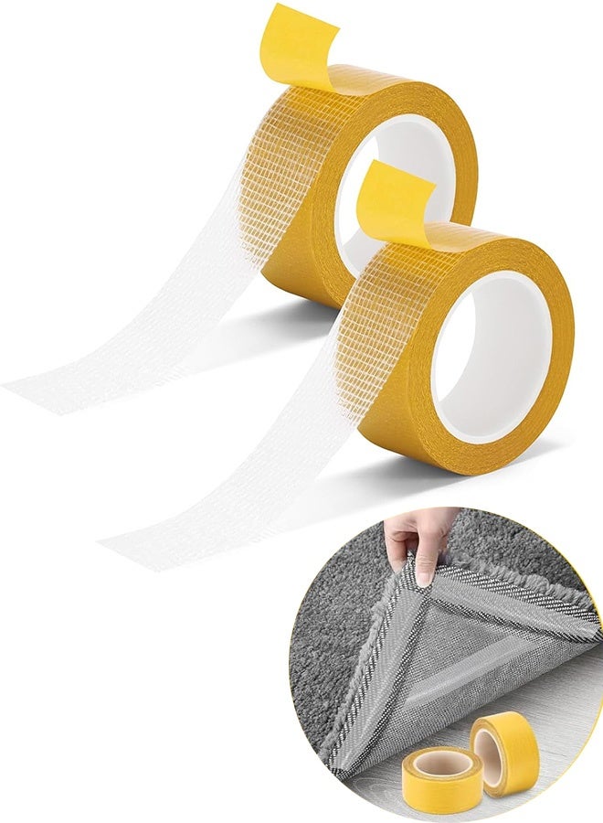 2 Rolls Double Sided Sticky Tape, Heavy Duty Double Sided Tape, Carpet Mounting Tape with Fiberglass Mesh - Image 1