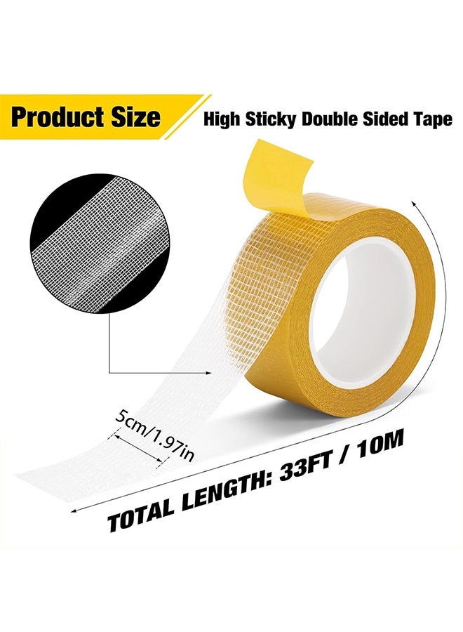 2 Rolls Double Sided Sticky Tape, Heavy Duty Double Sided Tape, Carpet Mounting Tape with Fiberglass Mesh - Image 2