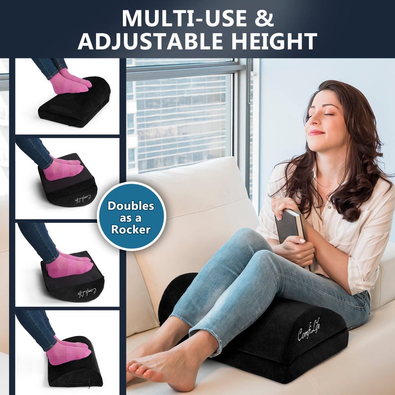 ComfiLife Foot Rest for Under Desk at Work â€“ Adjustable Desk FootRest for Office Chair, Gaming Accessories â€“ Ergonomic Teardrop Design for Back, Hip & Leg Pain Relief â€“ 100% Memory Foam (Black) - Image 5