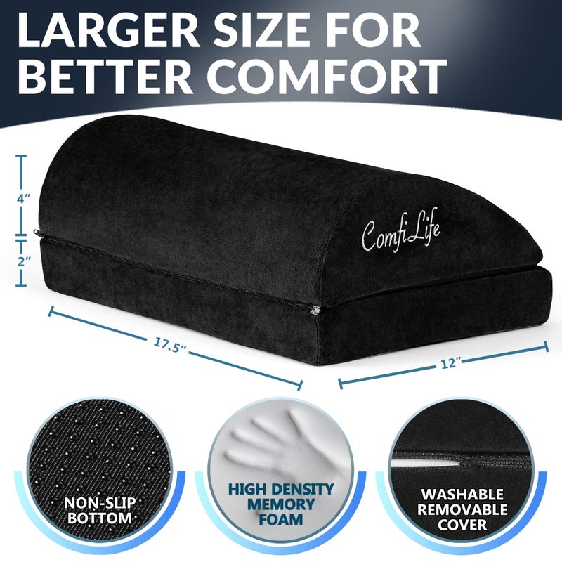 ComfiLife Foot Rest for Under Desk at Work â€“ Adjustable Desk FootRest for Office Chair, Gaming Accessories â€“ Ergonomic Teardrop Design for Back, Hip & Leg Pain Relief â€“ 100% Memory Foam (Black) - Image 4