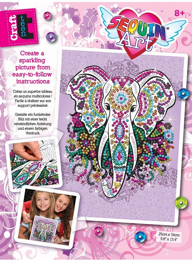 Sequin Art 1810 Elephant Craft Project From The Craft Teen Range 28 X 37 Centimetres Multicoloured (8311810) - Image 2