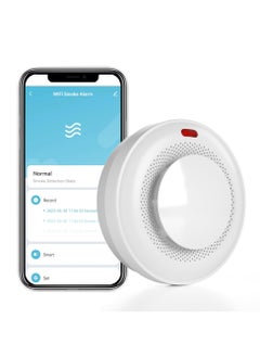 Smoke Detector Fire Alarm WiFi : Smart Smoke Alarm with App Notifications and Alarm Records, Wireless Fire Detector with Replaceable Battery, Auto-Check, Works with Smart Life