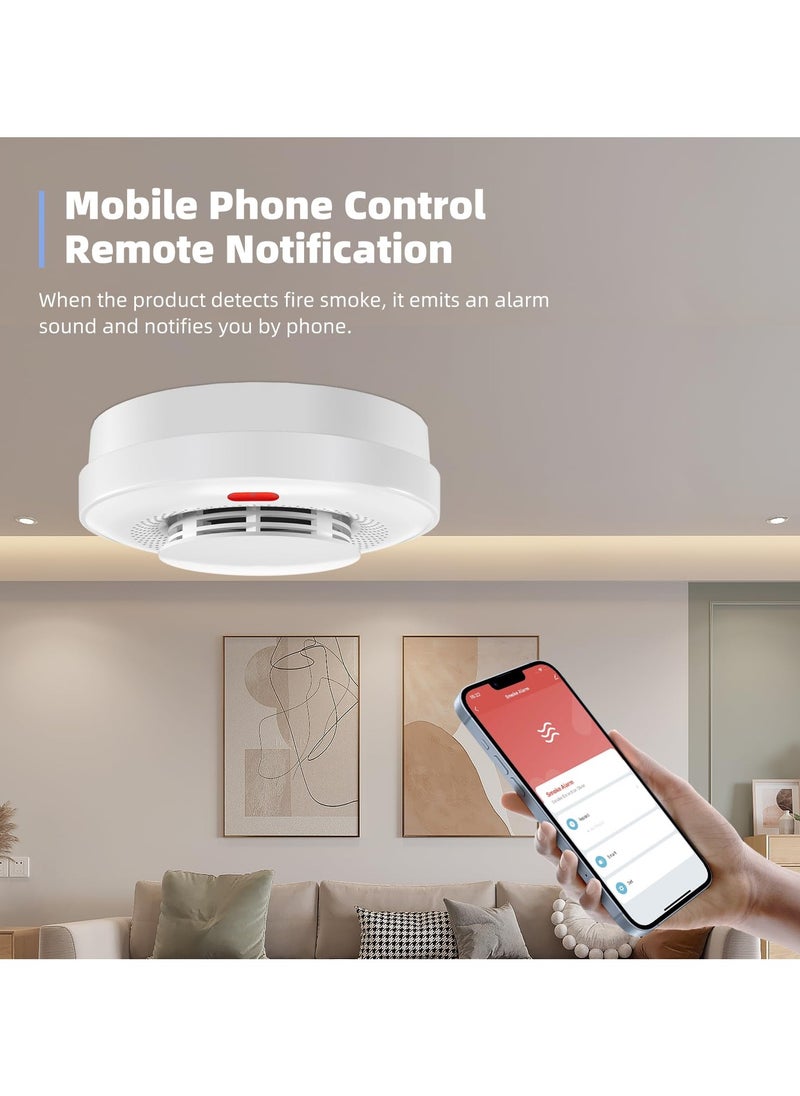 SYOSI - Smoke Detector Fire Alarm WiFi : Smart Smoke Alarm with App Notifications and Alarm Records, Wireless Fire Detector with Replaceable Battery, Auto-Check, Works with Smart Life - Image 1