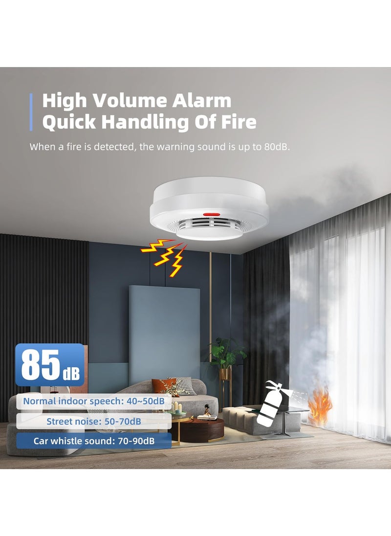 SYOSI - Smoke Detector Fire Alarm WiFi : Smart Smoke Alarm with App Notifications and Alarm Records, Wireless Fire Detector with Replaceable Battery, Auto-Check, Works with Smart Life - Image 1